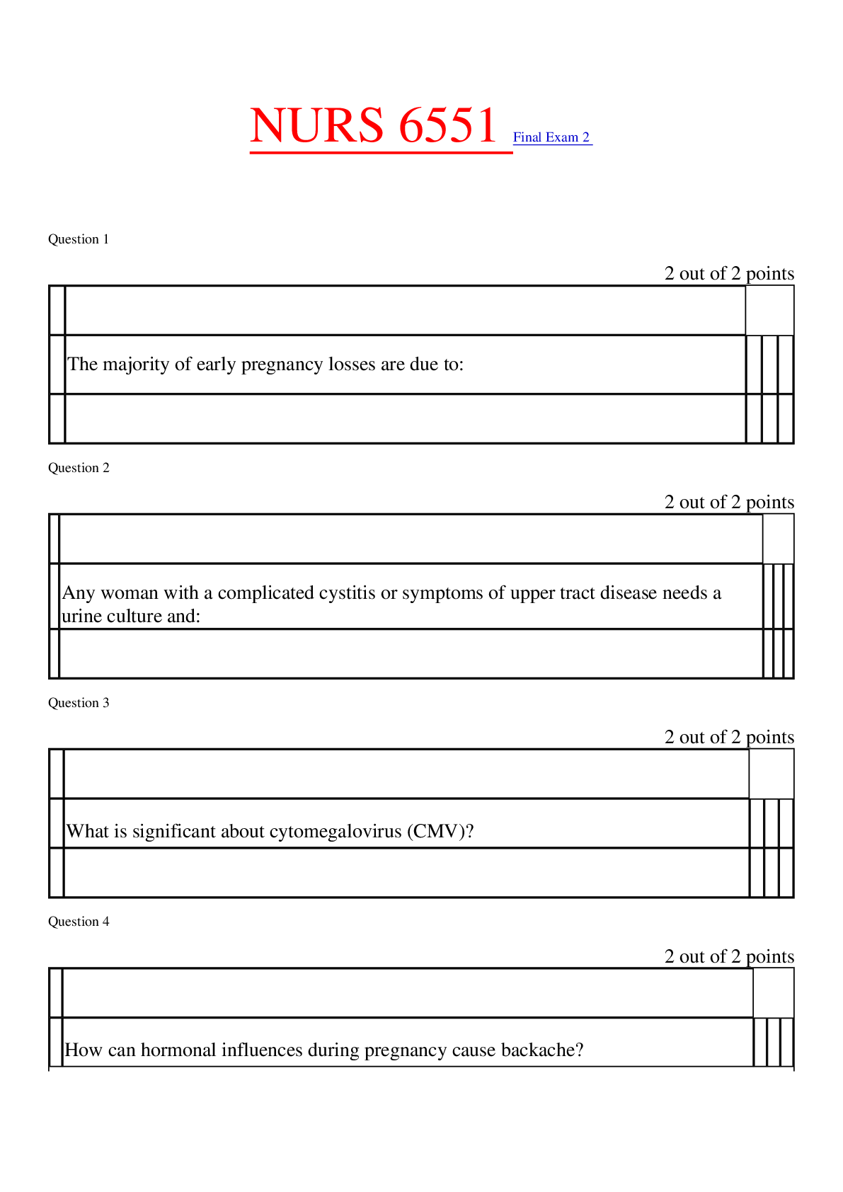 Preview image for NURS 6551 Final Exam 2 (Questions and Answers)